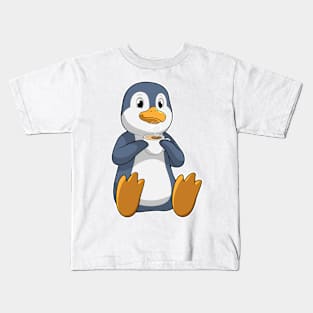 Penguin with Coffee Cup Kids T-Shirt